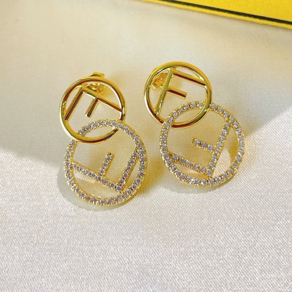 Double F Earrings Gold Diamond