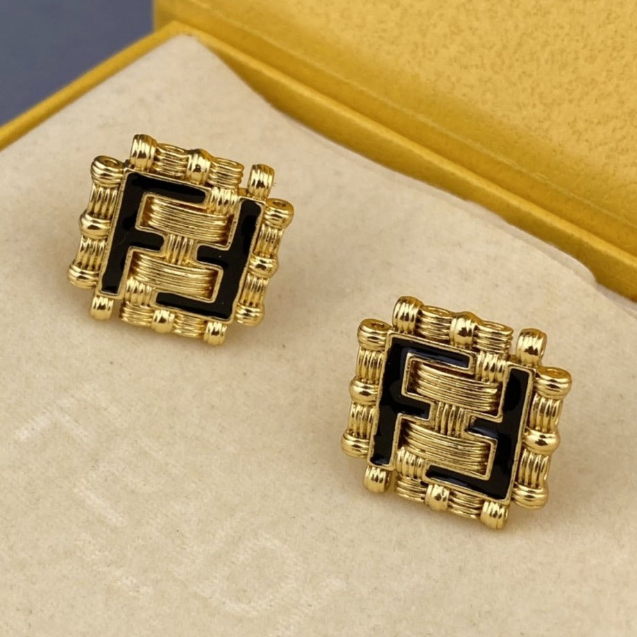 Ff Black Gold Earrings