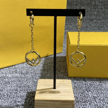 F Drop Gold Earrings