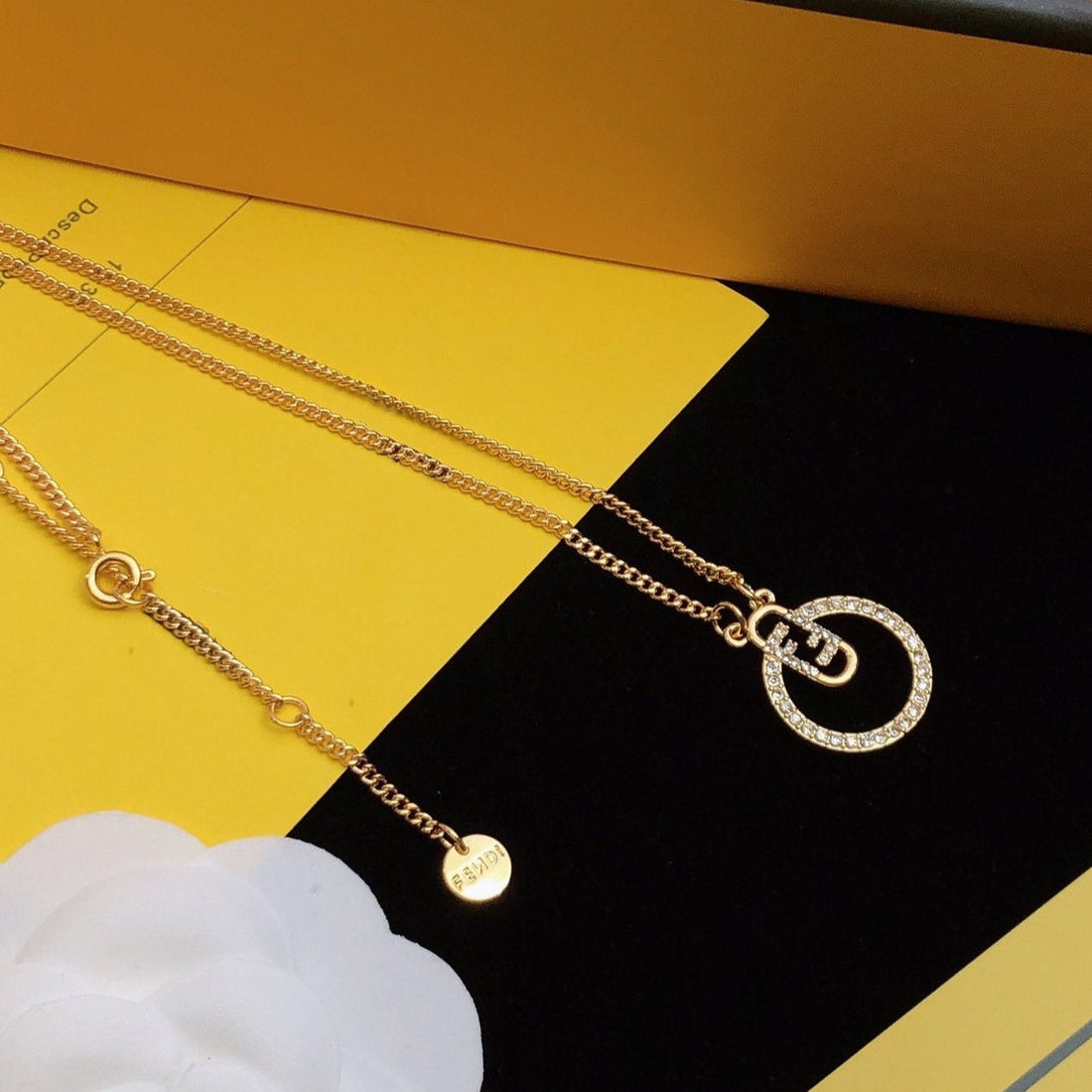 F Logo Gold Diamond Necklace