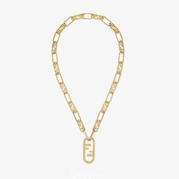 Ff Logo Motif Gold Necklace