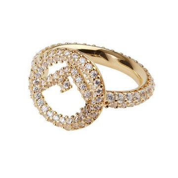 F Logo Gold Full Diamond Ring