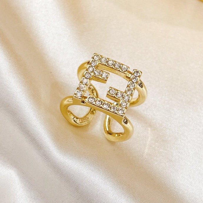 Double F Gold Diamond Ring