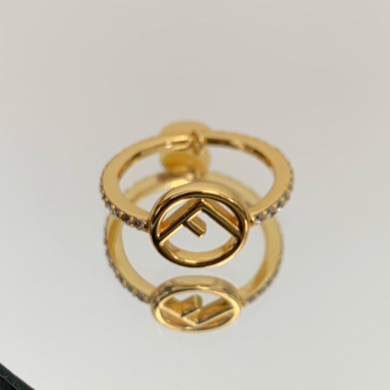 F Logo Gold Diamond Ring