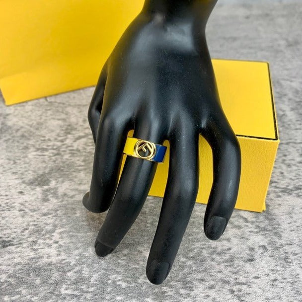 F Logo Gold Blue&Yellow Ring