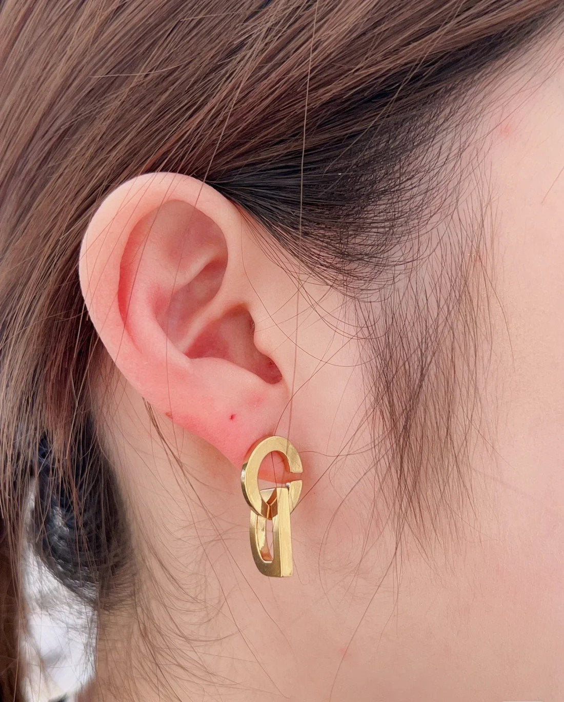 CD Drop Gold Earrings
