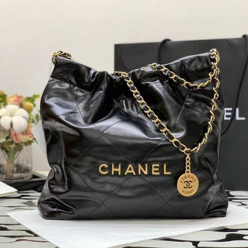 CC Hobo Bag 22 Black Lambskin Gold Hardware