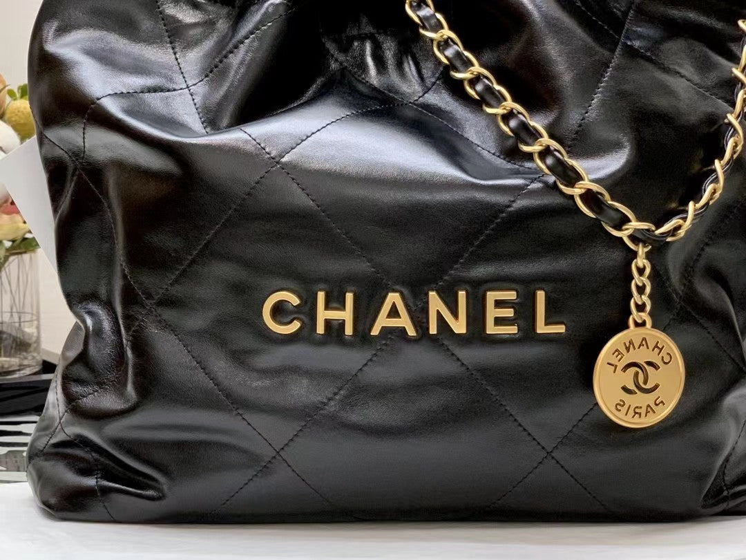 CC Hobo Bag 22 Black Lambskin Gold Hardware