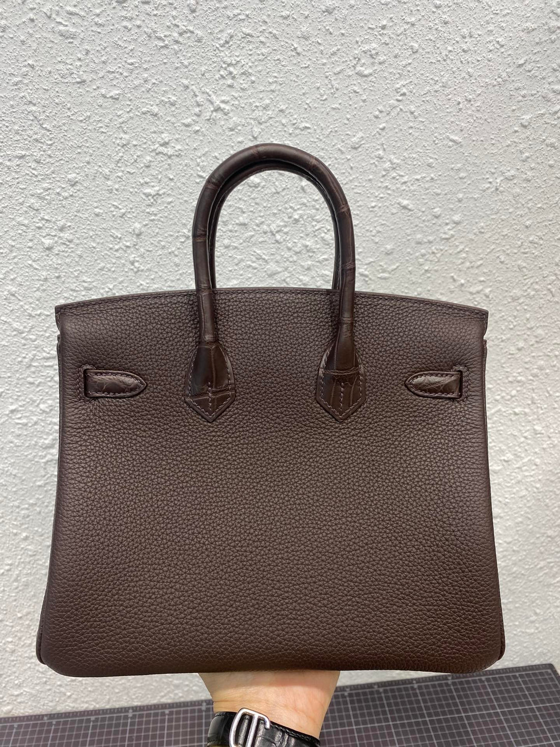 HM Birkin 25CM Cafe Crocodile And Togo Leather Silver Hardware
