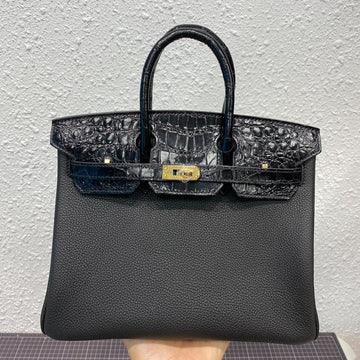 HM Birkin 25CM Black Crocodile And Togo Leather Gold Hardware