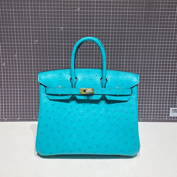 HM Birkin 30CM Cloud Blue Ostrich Leather Gold Hardware