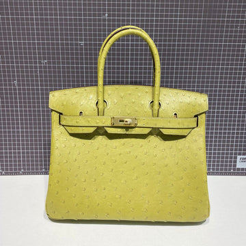 HM Birkin 30CM Lime Ostrich Leather Gold Hardware