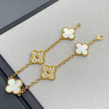 Clover Bracelet 5 Motif White Mop Diamond