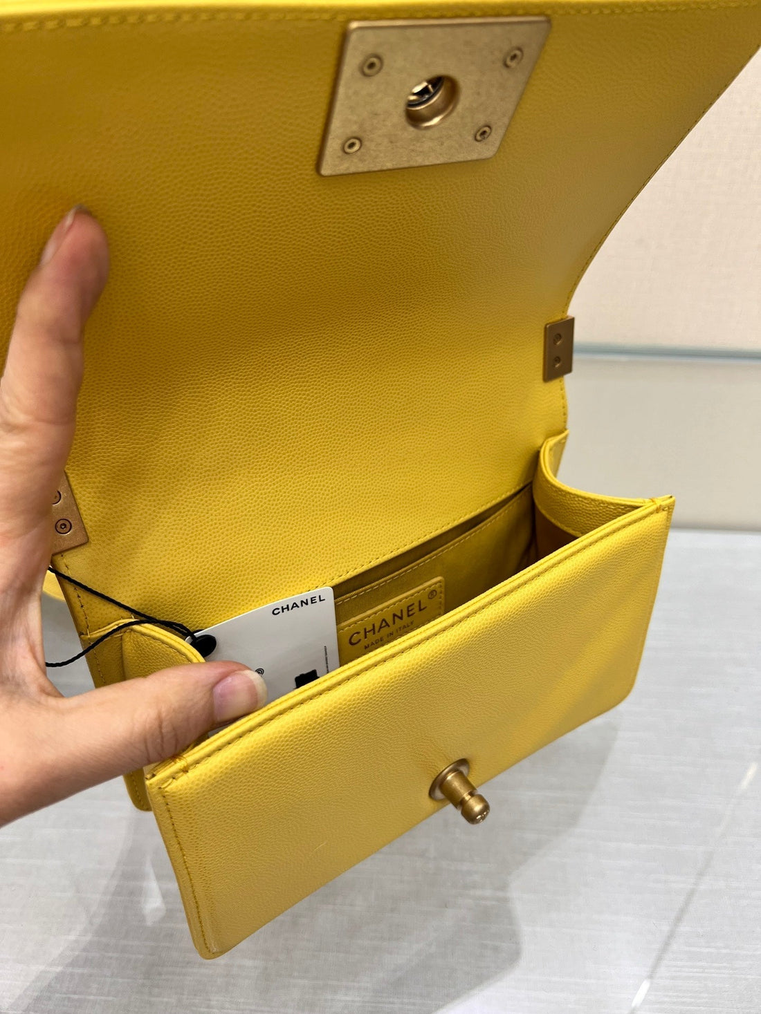 Boy Bag Small 20 Yellow Caviar Gold Hardware