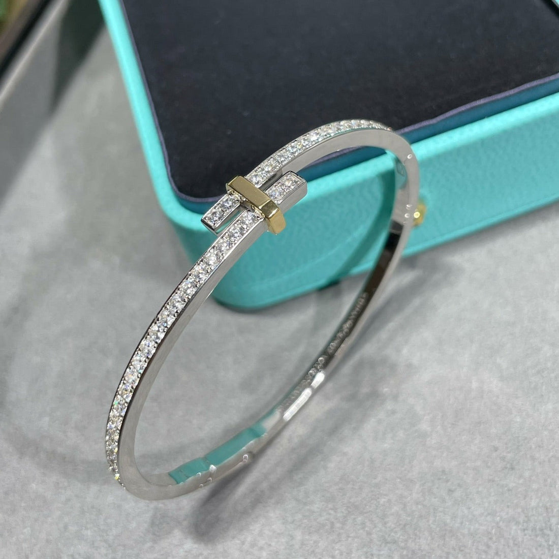 Edge Diamond Gold Silver Bracelet
