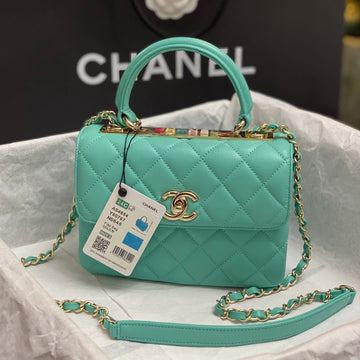 CC Trendy 20CM Light Blue Lambskin Gold Hardware
