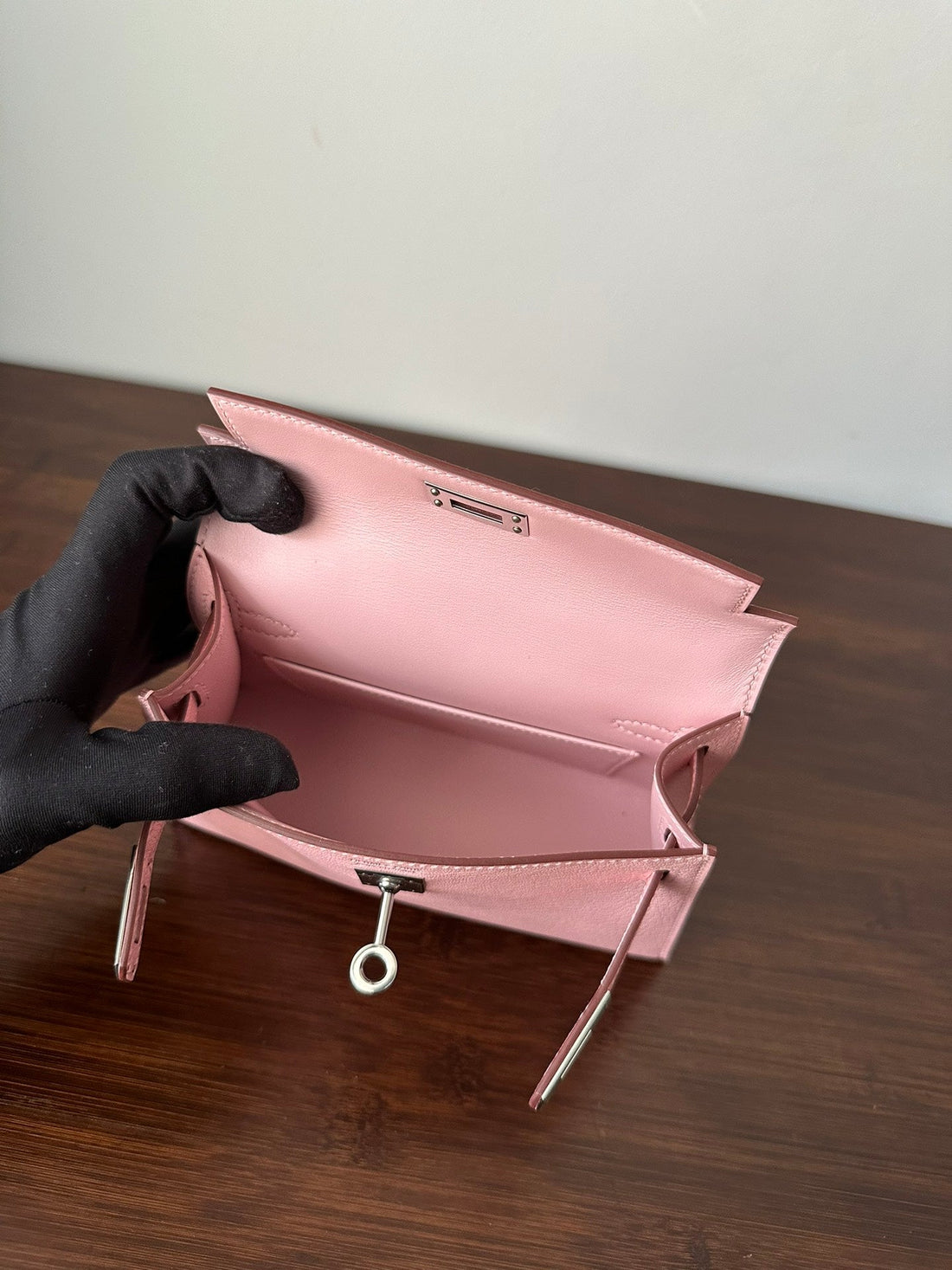 HM Kelly Mini 20 Pink Chevre Silver Hardware