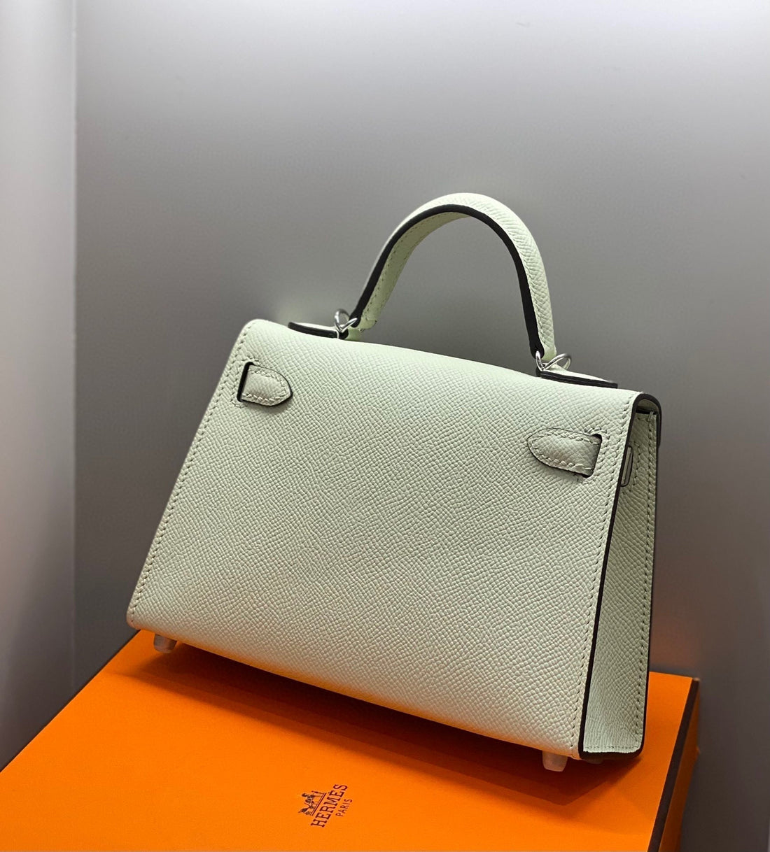 HM Kelly Mini 20 Seafoam Epsom Silver Hardware