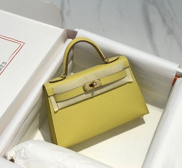 HM Kelly Mini 20 Yellow Epsom Gold Hardware