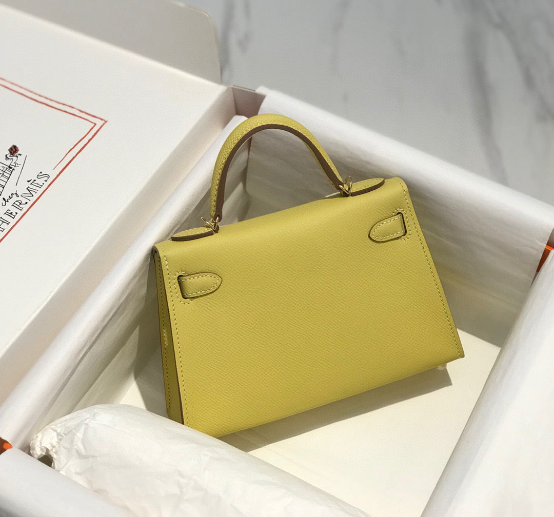 HM Kelly Mini 20 Yellow Epsom Gold Hardware