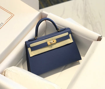 HM Kelly Mini 20 Denim Epsom Gold Hardware