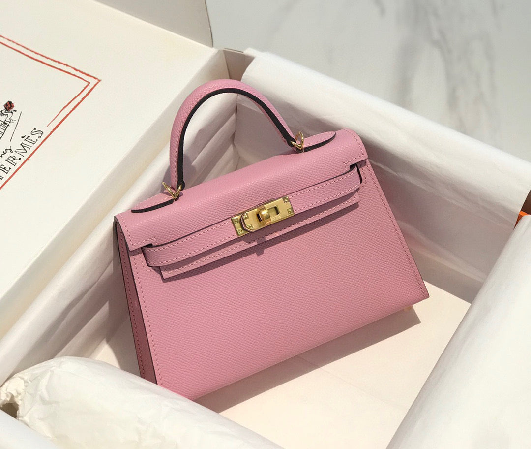 HM Kelly Mini 20 Light Pink Epsom Gold Hardware