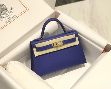 HM Kelly Mini 20 Blue Violet Epsom Gold Hardware