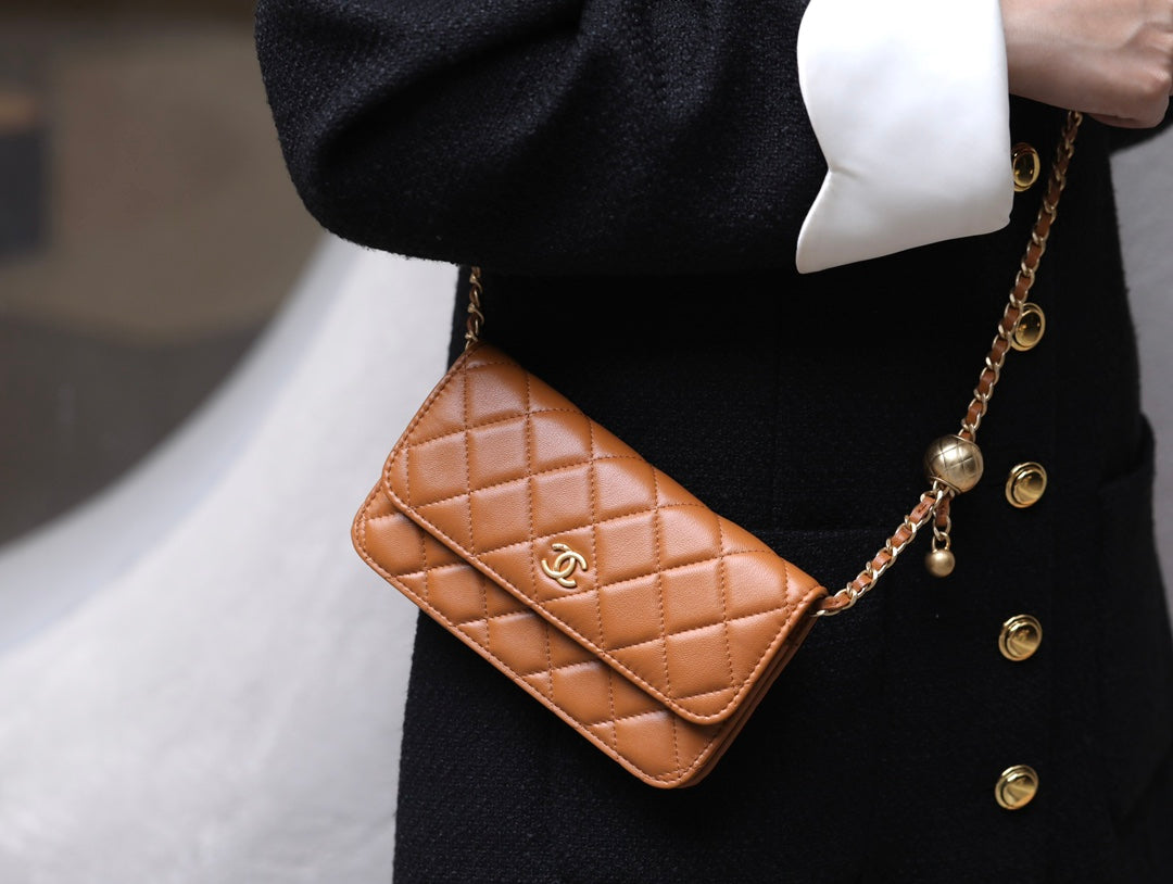 CC Woc 17 Brown Lambskin Gold Hardware