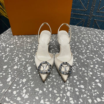 LV Met Slingback Pump White