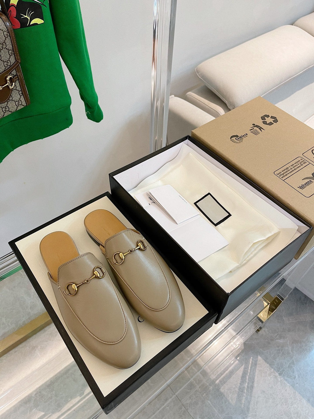GG Slipper Mules Beige