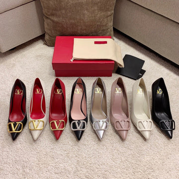 Vlogo Signature Calfskin Slingback Pump Gold Hardwear