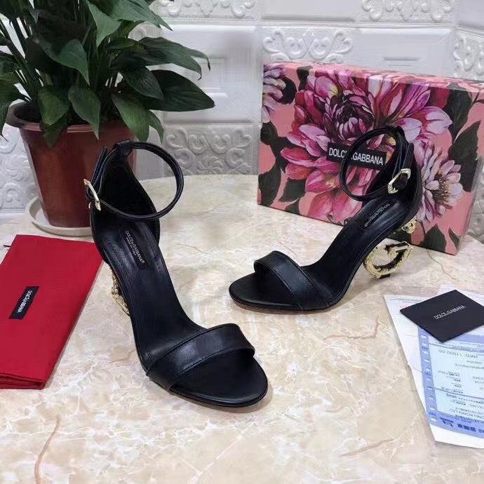 D&G Slingbacks Sandal Black Calfskin 105 Heel