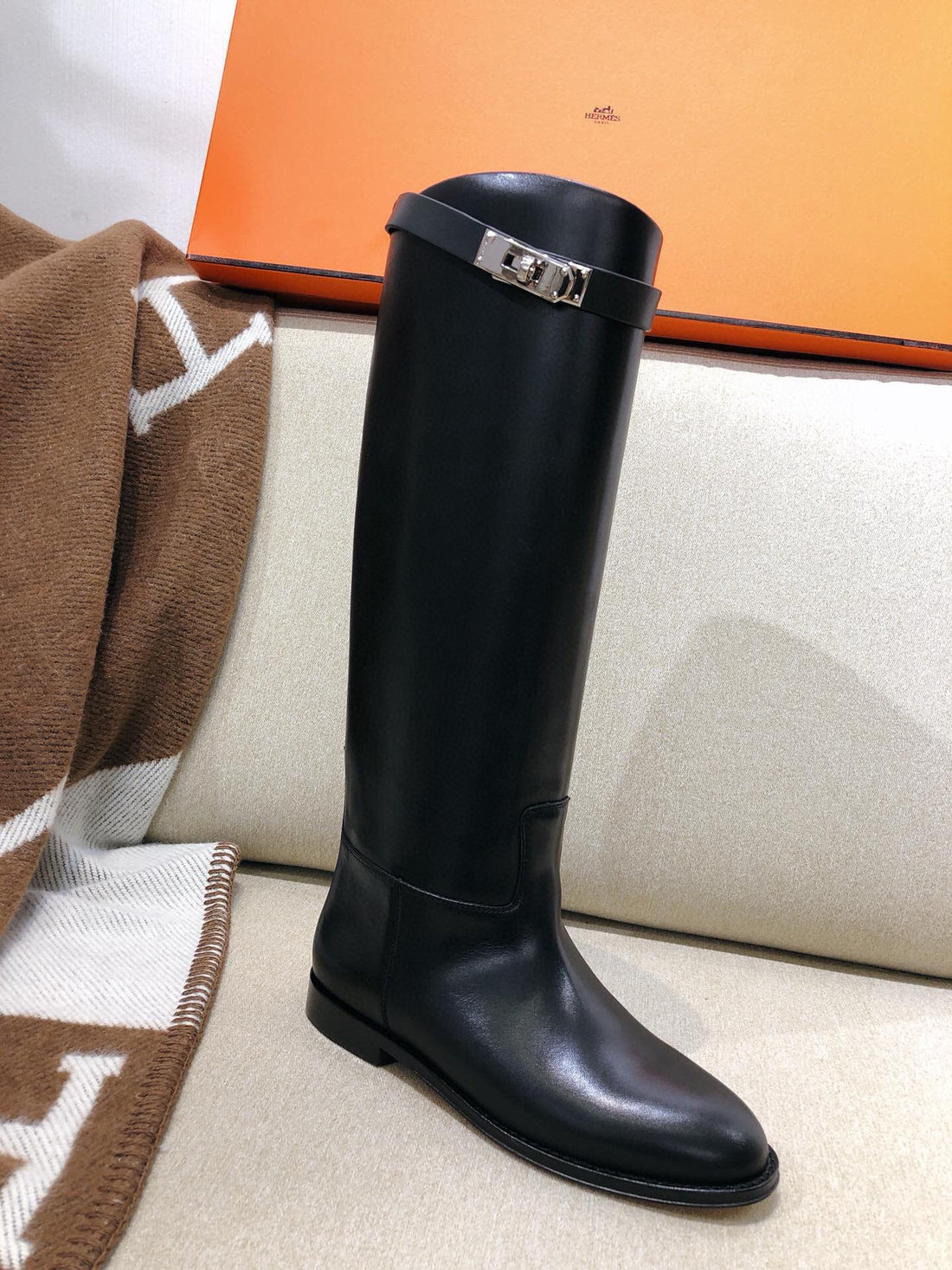Hm Black Leather Jumping Boots