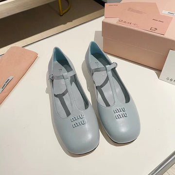 Miu Ballerinas Cloud Blue Calfskin