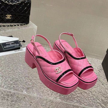CC Platform Slingback Sandal Pink Calfskin