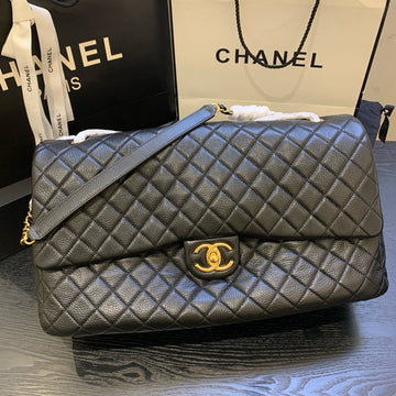 Classic Bag 91169 46CM Black Calfskin Gold Hardware