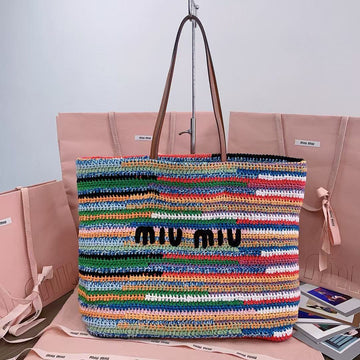 Miu Miu Rainbow Woven Bag 40CM Super Heavy Cottton Handmade