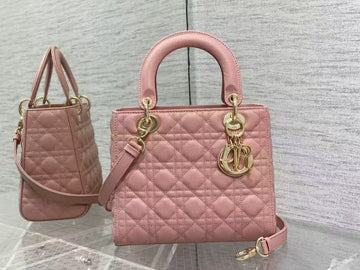 CD Medium Lady 24 Blush Cannage Lambskin
