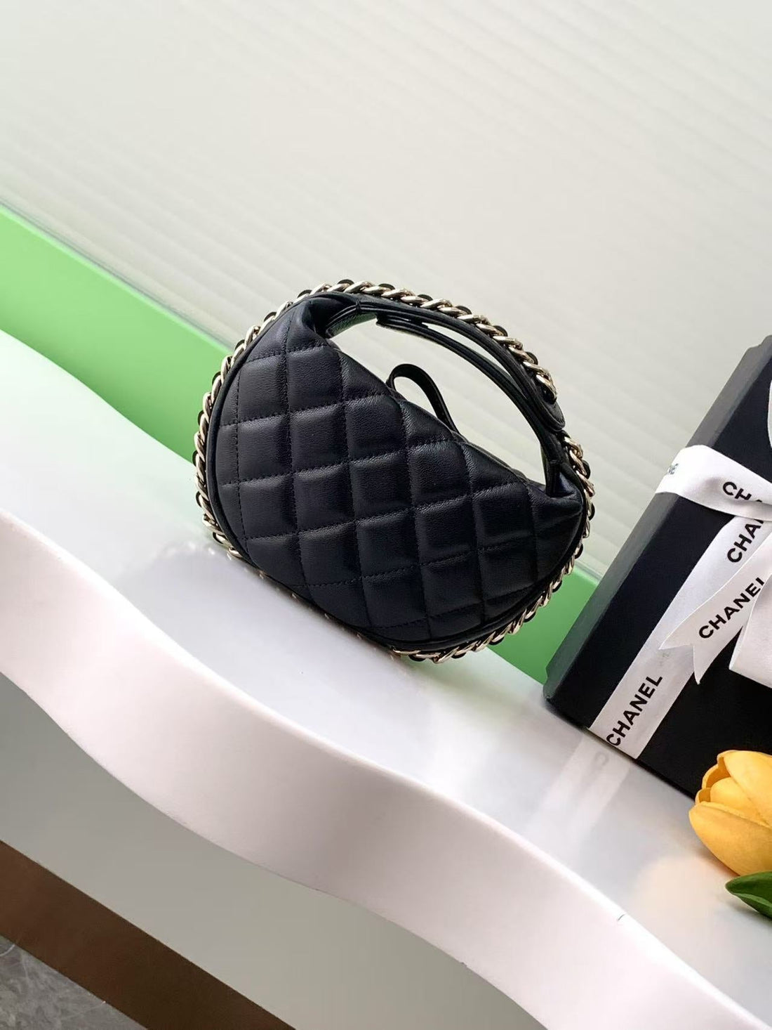 CC Chanel Hula Hoop Clutch Black Calfskin