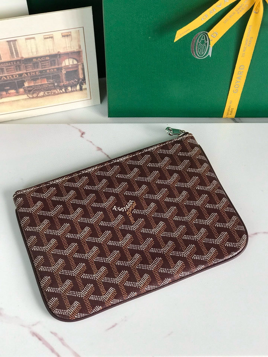 Goyard Burgurdy Goyardine Senat Pm Cosmetic Bag