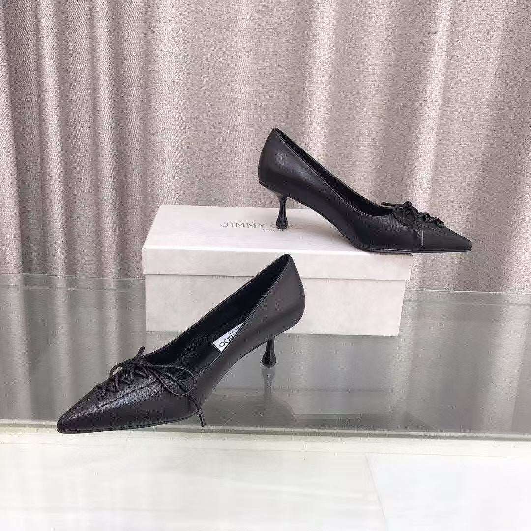 Jimmy Scarlett 50MM In Black Lambskin Pumps