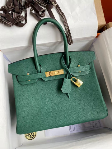 HM Birkin 35CM Malachite Togo Leather Gold Hardware