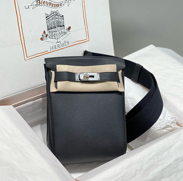 HM Hac A Dos Pm 26CM Black Togo Leather Silver Hardware