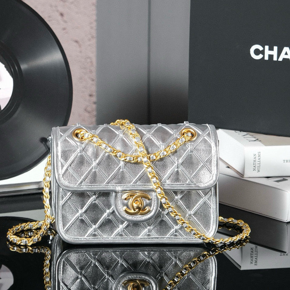 CC MINI 20 FLAP BAG METALLIZED CALFSKIN GOLD HARDWARE Bags Bible