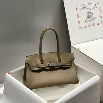 HM Shoulder Birkin 29CM Gray Calfskin Silver Hardware