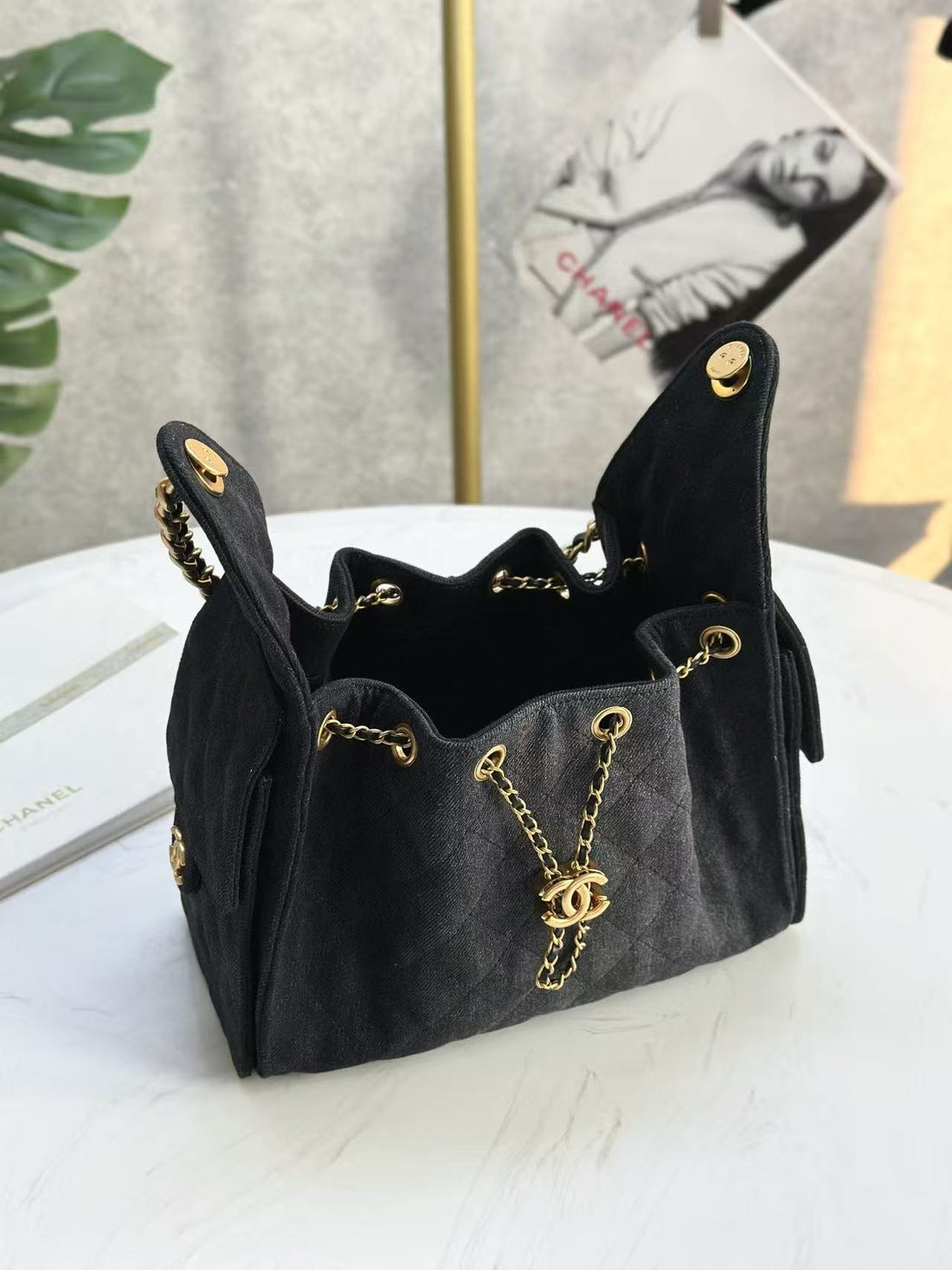 CC 25C Hobo Bag 30CM Black Denim