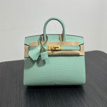 HM Birkin 25CM Vert Deau Crocodile Gold Hardware