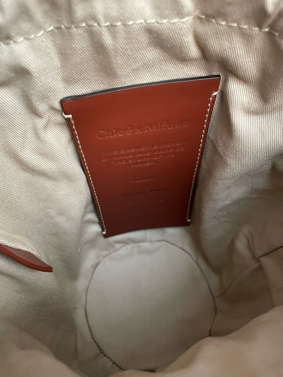 Chloé Small Woody Bucket Top Handle Bag 16CM Brown Linen And Calfskin