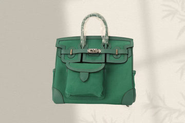 HM Birkin Cargo 25CM Velvet Green Silver Buckle Swift Leather And Canvas