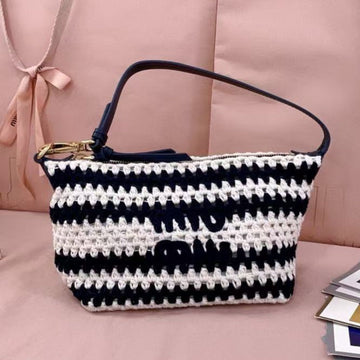 Miu Miu Crochet Pouch Blue White Cotton